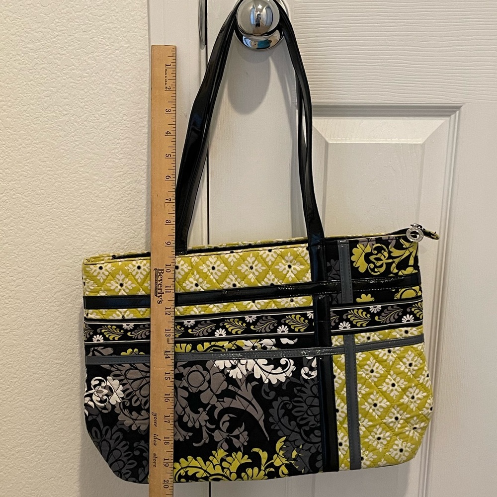Vera Bradley - Black, Grey, and Lime Green Zippily Tote Baroque